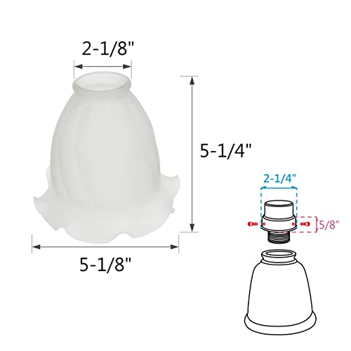 Image of Aspen Creative 23017-4A Transitional Frosted Ceiling Fan Glass Shade.2-1 /8 inchFitter.Size:5-1 /8 inchD x 5-1 /4 inchH.4Pcs /Pack