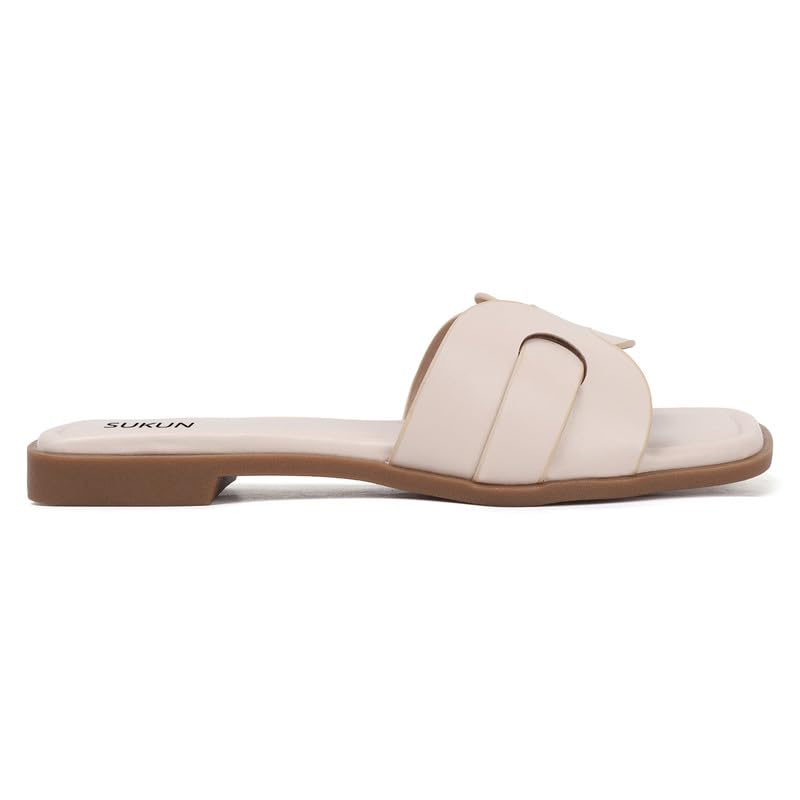 Image of Sukun womens Sukun Asf 101 Women's Flat Sandals Comfortable Cushioned Footbed Flat Sandal