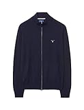 GANT Superfine Lambswool Zip Cardigan Chaqueta Punto, Azul (Marine), Small para Hombre