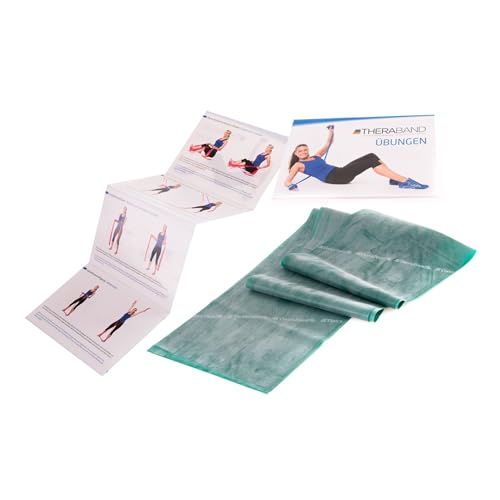 TheraBand Banda de resistencia original de 1,5 m para entrenamiento de todo el cuerpo, fuerza y flexibilidad, ideal para fisioterapia, fitness y deportes, color verde