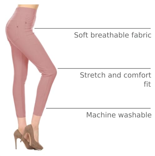 Image of Leggings Depot Women's Cotton Blend Stretch Pull-on Jeggings Casual Pants with Pockets (Available in Plus Size)