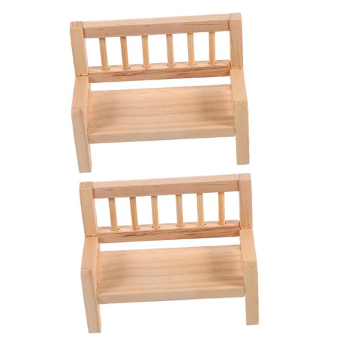 FOYTOKI 2個 ドールハウスベンチ 家のミニ家具 家の家具の小道具 ミニハウスベンチ ベンチチェアミニチュア 家のベンチのおもちゃ ミニハウス木製ベンチ ミニチュア家具モデル ベンチ飾り