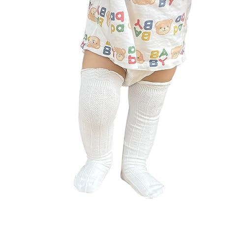 Bestjybt Baby Girls Boys Knee High Socks Cotton Newborn Infants Toddlers Cable Knit Tube Ruffled Stockings thumb #6