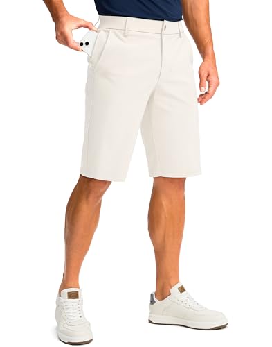 G Gradual Men's Golf Shorts with 4 Pockets 11" Inseam Stretch Quick Dry Casual Work Dress Shorts for Men(Beige,32)