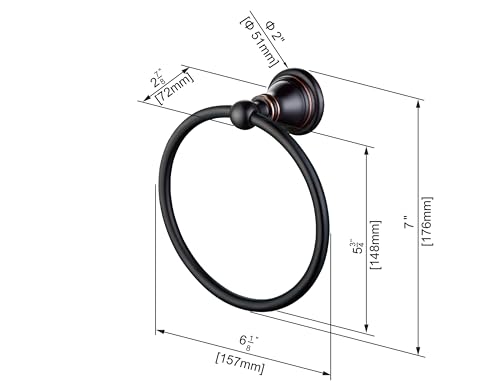 F-0801-ORB Bath Towel Ring, Bathroom Hardware Accessories Wall Mounted Towel Holder for Bathroom,Oil Rubbed Bronze Finished