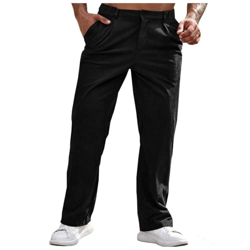 Jogging homme en lin noir avec cordon de serrage S au XXL