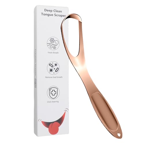 Evember Rascador de Lengua,Herramienta De Higiene Bucal Con Diseño Ergonómico - Limpiador Lingual Acero Inoxidable Forma Abanico Uso Diario Adultos Baño