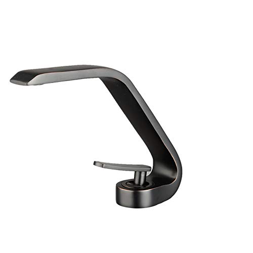 Robinet mitigeur en laiton noir huilé pour lavabo monotrou élégant