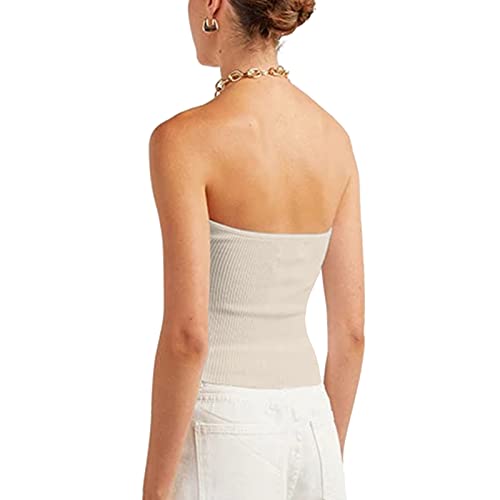 Womens Strapless Crop Top Sexy Sweetheart Neck Ribbed Knit Twisted Knot Front Sleeveless Y2K CamisoleTanks Top3