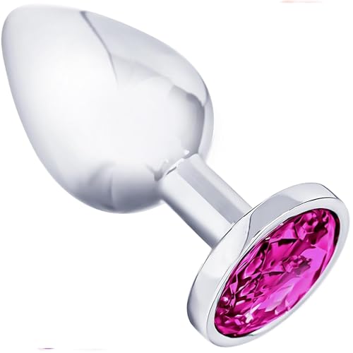 FOPS Anal Plug für Frauen Edelstahl Butt Plug mit Rosa Diamant 7,2 cm Länge 2,7 cm Durchmesser Mini Analplug für Anfänger Analplug# für Frauen Männer Sex Spielzeug Metall Analplugs mit Kristall A20-1