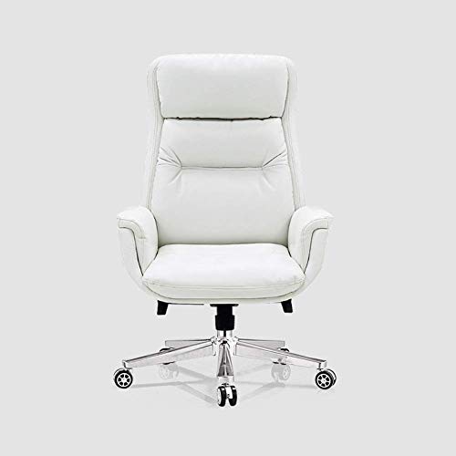 Computer Chair Leather boss Chair, Home Office Chair Reclining Office Chair Anchor Chair-White
