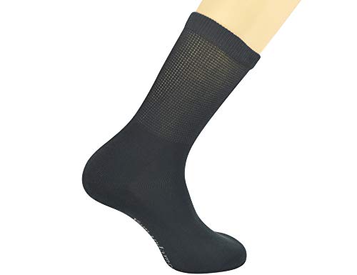 Yomandamor Men's 4 Pairs Cotton Seamless Diabetic Crew Socks With Non-Binding Top #TOP4