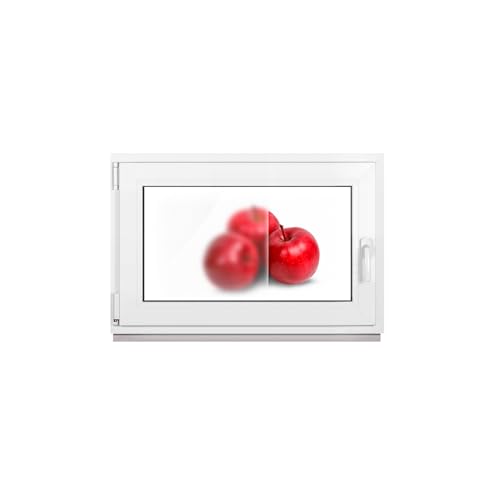 Framex Ventana para cuarto de baño, color blanco, cristal esmerilado, 110 x 45 cm, DIN izquierda, ventana de plástico PVC Satinato, 1100 x 450 mm, 32 mm, inclinación giratoria (mango derecho)