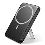 Wowuwoai for Magsafe Portable Charger, 10000mAh Wireless Power Bank with Stand, USB C PD 20W Fast Charging Powerbank, Magnetic Battery Pack Compatible for iPhone 17/16/15/14/13/12 Series - Black