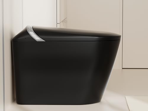 Inodoro inteligente SouNor negro con bidé, asiento térmico, secador de agua, moderno sin tanque, una pieza, automático, ADA alargado miniatura 4