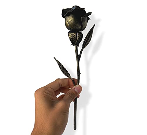 Bronze Stained Metal Rose | Wedding Gifts 8Th & 19Th Year Bronze Roses For The Wife, Husband, Women Or Men In Your Life | Statue Gift Ideas Of Everlasting Love #TOP6