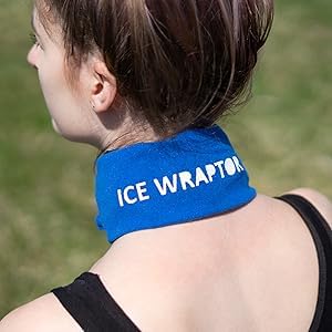 Image of ICE WRAPTOR Cooling Bandana Neck Wrap with Fastener +6 Reusable Ice Packs Blue - Adjustable Cold Therapy Wrap for Neck, Head & Joint Pain Relief - Portable Cooling Wrap with 6 Cryosheet Inserts