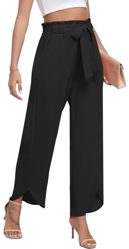 DILIUXING Womens High Waist Pants Wide Leg Adjustable Knot Loose Casual Trousers Business Work Pants with Pockets2