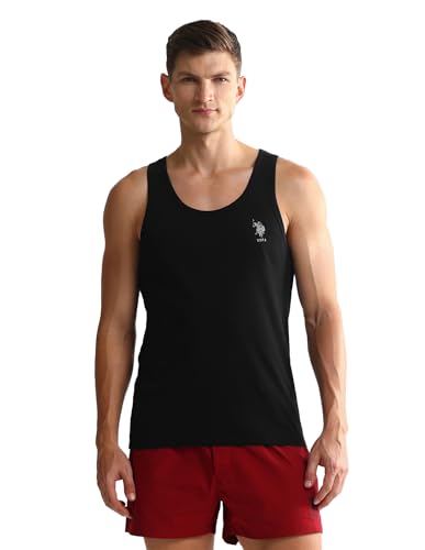 Image of U.S. Polo ASSN. Mens OEV05 Solid Cotton Vest - Pack of 2