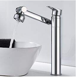 Waschtischarmatur, Warm-Kaltwassermischer, Dreh-Einhebel, Messingkonstruktion für Waschbecken