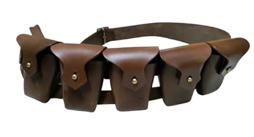WWI British Canadian Common Wealth P1903 Leather 5 Pocket Ammo Bandolier for Jawa Costume/Halloween/Star War Cosplay Costume
