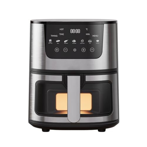 Freidora de aire 7L con cristal visible pantalla táctil, cocción rápida para patatas fritas, pollo, carne y pescado