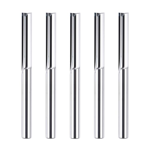 SpeTool Lot de 5 fraises droites à 2 flûtes 6 mm tige x 32 mm longueur de coupe VHM Fraise à queue CNC pour bois MDF acrylique