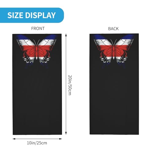 Costarica Costa Ricans Flag Butterfly Neck Gaiter Balaclava Face Mask for Men Women Patriotic Design Seamless Bandana Cover Scarf Headwear Headband Head Wrap White3
