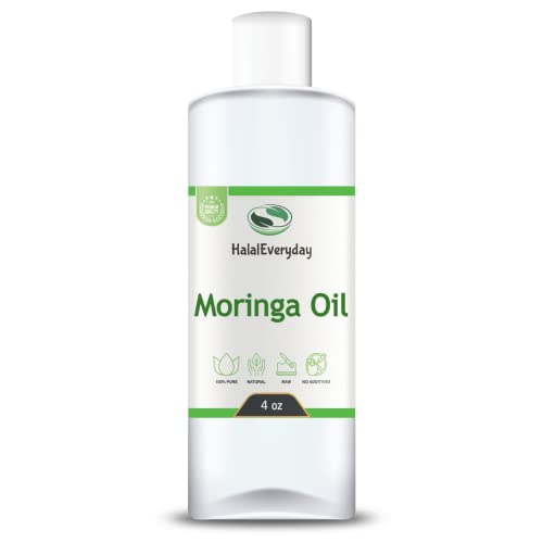 HalalEveryDay Moringa Oil – 100% Pure Natural Unrefined Virgin Organic | Cosmetic & Food Grade | For Skin, Body, Hair & Face (4 oz.)