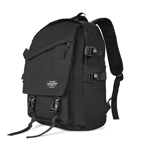 Casual Daypack Backpack with 15.6-inch Laptop Compartment for Men and Women, Water Resistant Laptop Backpack, Lightweight Large Capacity Travel Backpack, Black