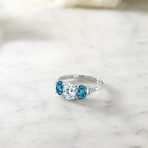Gem Stone King 10K White Gold Sky Blue Aquamarine London Blue Topaz and Diamond Engagement Ring For Women (1.97 Cttw, Gemstone Birthstone, Available In Size 5, 6, 7, 8, 9)4