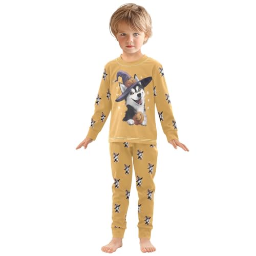 Fustylead Halloween Happy Husky and Pumpkin Cotton Pajamas, Snug Fit Long Sleeve Soft Sleepwear Pjs3