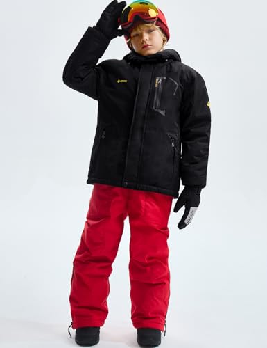 GEMYSE Boy's Waterproof Ski Snow Jacket Hooded Fleece Windproof Winter Jacket4