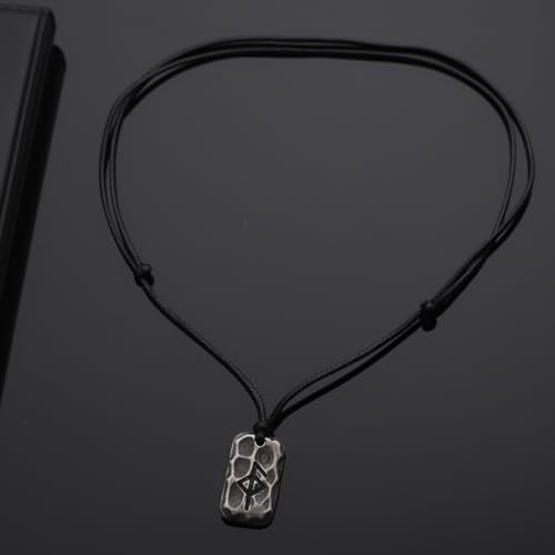 Image of Ankiyabe Stainless Steel Norse Viking Rune Pendant with Adjustable Braided Rope Good Luck /Love /Strenght /Health Viking Symbol Necklace for Men Women