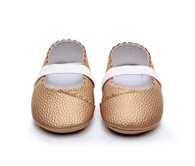 ベビー用品 2ペアの花のスタイル柔らかいソールPUレザープリンセスシューズ ベビー用品 (色 : Gold)