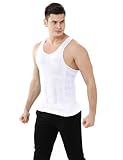 TopTie Men's Slimming Body Shaper Compression Shirt, Shapewear Sculpting Vest Muscle Tank-White-L