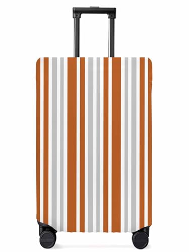 Orange Gray Stripes Travel Luggage Cover, Geometric Anti-scratch Elastic Luggage Covers For Suitcase Protector, Washable Baggage Covers