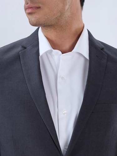 Image of Raymond Men Slim Fit Solid Pattern Terry Rayon Blend Notch Lapel Full Sleeve Formal Suit