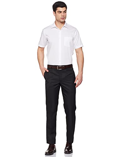 Image of PARK AVENUE Men Men's PLEATLESS Smart FIT Black Formal Trouser