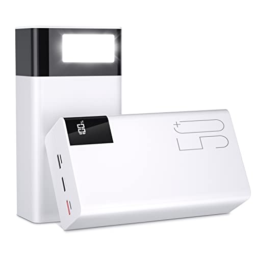 Power Bank 50000mAh Portable Charger: 22.5 W Fast Charging External Battery - Powerbank with Flashlight and Large Capacity-White