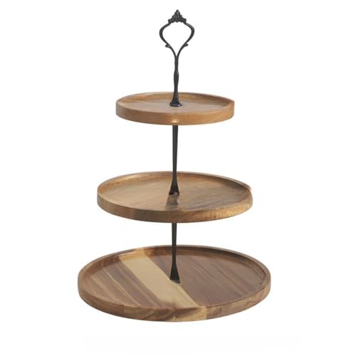 XVVXケーキスタンド デザートスタンドフルーツスタンド ケーキトレ おしゃれ 木製 おしゃれ アフタヌーンティー 家族の集まりに最適 (ラウンド)