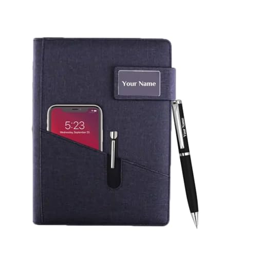 Image of Giftana Personalized Planner Diary with Pen Gift Set,2 in 1 Customized Jute Diary with Metal Pen Gifts for Men,Personalised New Year Corporate Gift for Employee,Employee Welcome Kit (Black),200 Pages