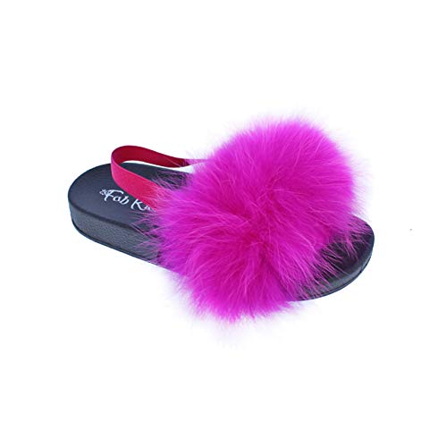 Liliana Footwear Women's Kids Real Fur Sandal, K-Fanzzy-1