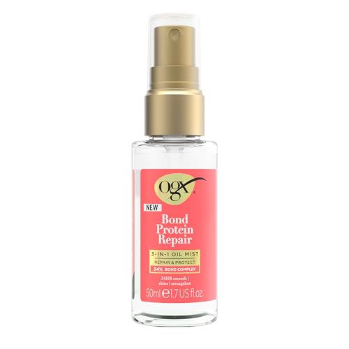 OGX Bond Protein Repair 3-in-1 Oil Mist Repair & Protect 34 percent Bond Complex 24-Hour Smooth Shine & Strength for Medium to Thick Hair 50ml