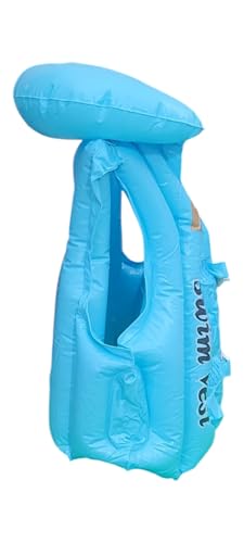 Image of Swim Vest for Children, Inflatable Pool Safety Vest with Buckles,Ages 3-12 Years (Blue, 3-12 Years)