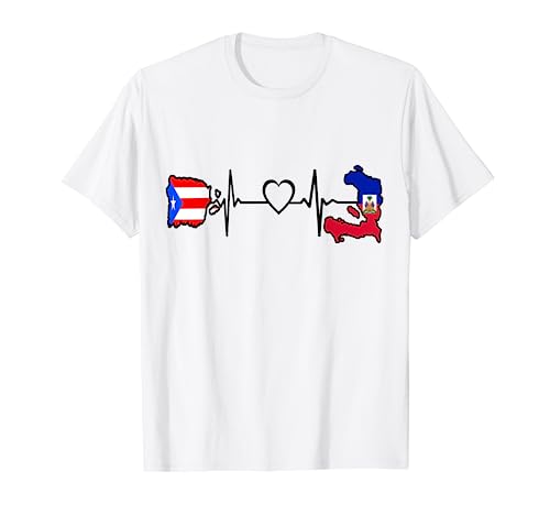Puerto Rico Haití Bandera - Puerto Rico Haitiano Heartbeat Camiseta