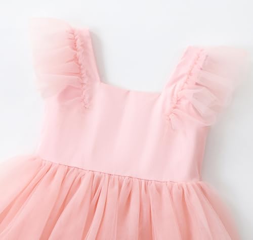 Baby Girls Tutu Dress Flutter Sleeve Toddler Sleeveless Princess Tulle Sundress Toddler Girls Vintage Party Dress3