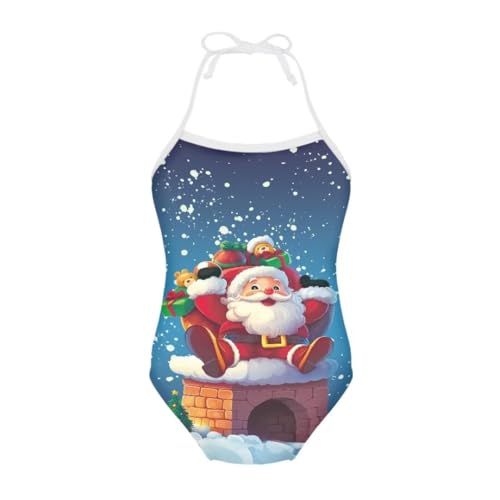Image of Christmas Girls One-Piece Swimsuits Beach Halter Swimwear Bathing Suit for 3-10 Years