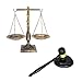 Antique Metal Justice Represent Libra with Fixed Beam, Jewelry Tower/w Wooden Gavel and Block Set, Lawyer Scale of Justice, Judge Sound Block Set, Auction Sale – Bronze, 7.7“ W x 12.1“ H