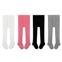 GENTABY Mädchen Strumpfhosen Kleinkind Baby Strumpfhosen - 4 Paar 9-18 Monate Baumwolle Säuglings Mädchen Strumpfhosen Neugeborene Kinder Strumpfhosen Schwarz Weiß Rosa Grau 18 Monate 24 Monate